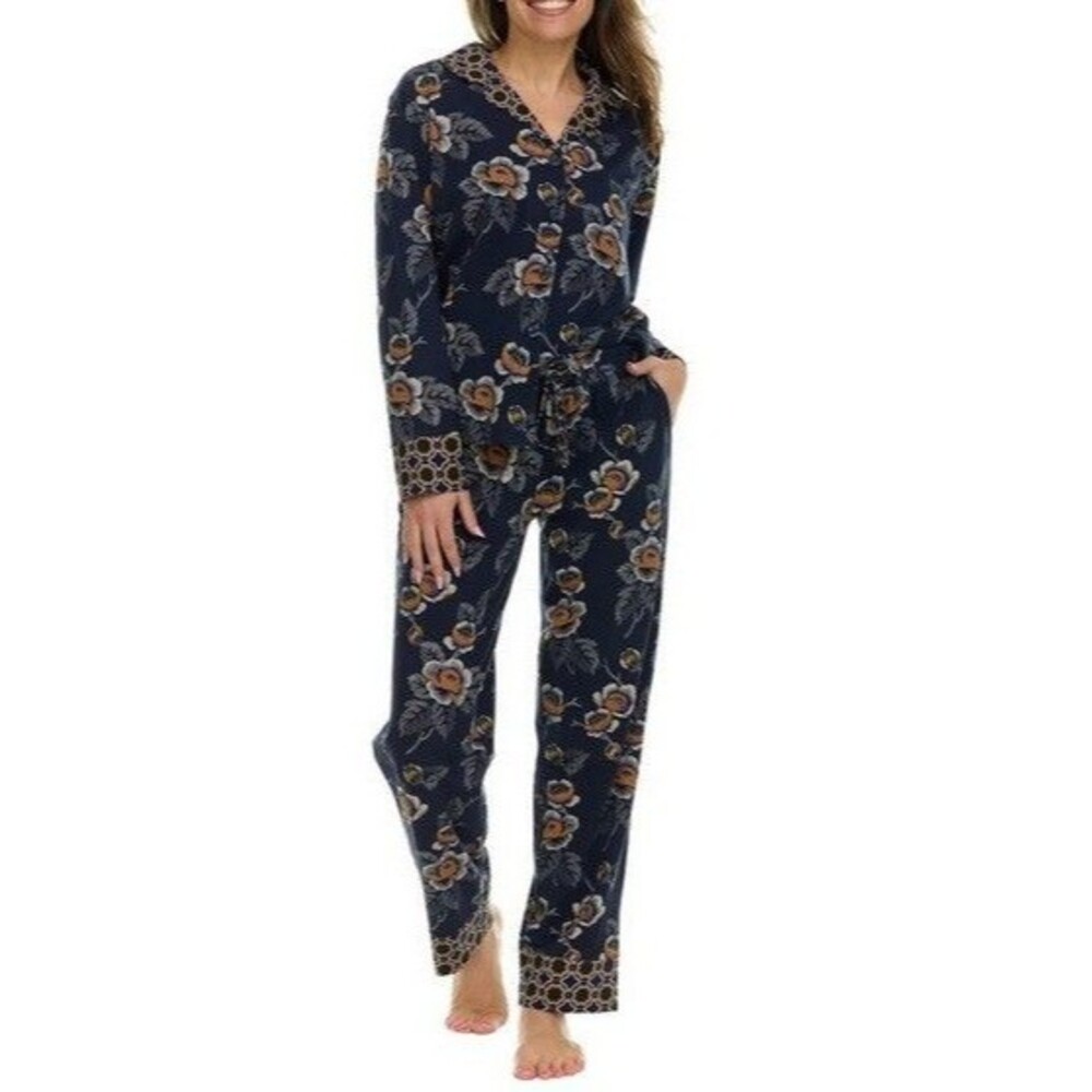 Vera Bradley Women's XXL Notch Collar PJ Set BLUE NWT
